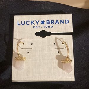Lucky Brand 14k Gold Plated Rose Quartz Earring